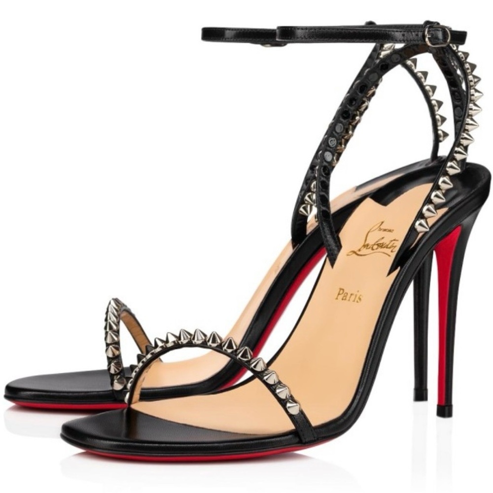 Christian Louboutin Black and Silver Studded Sandals